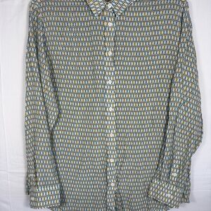 J. McLaughlin Geometric Blouse - Blue and Yellow